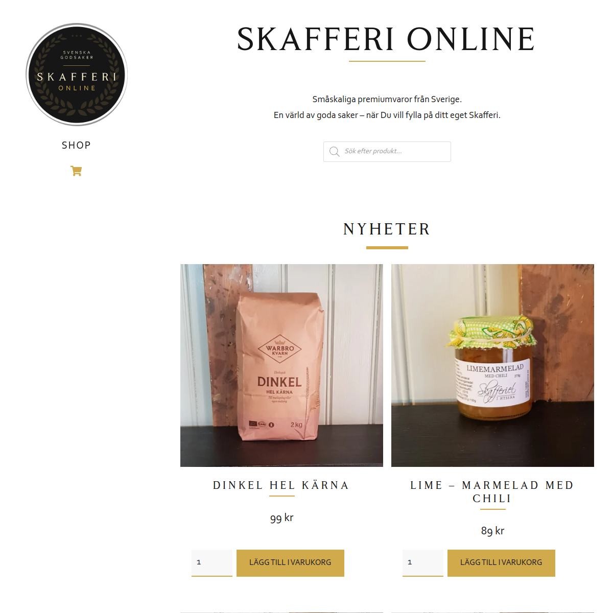 Skärmdump av startsidan