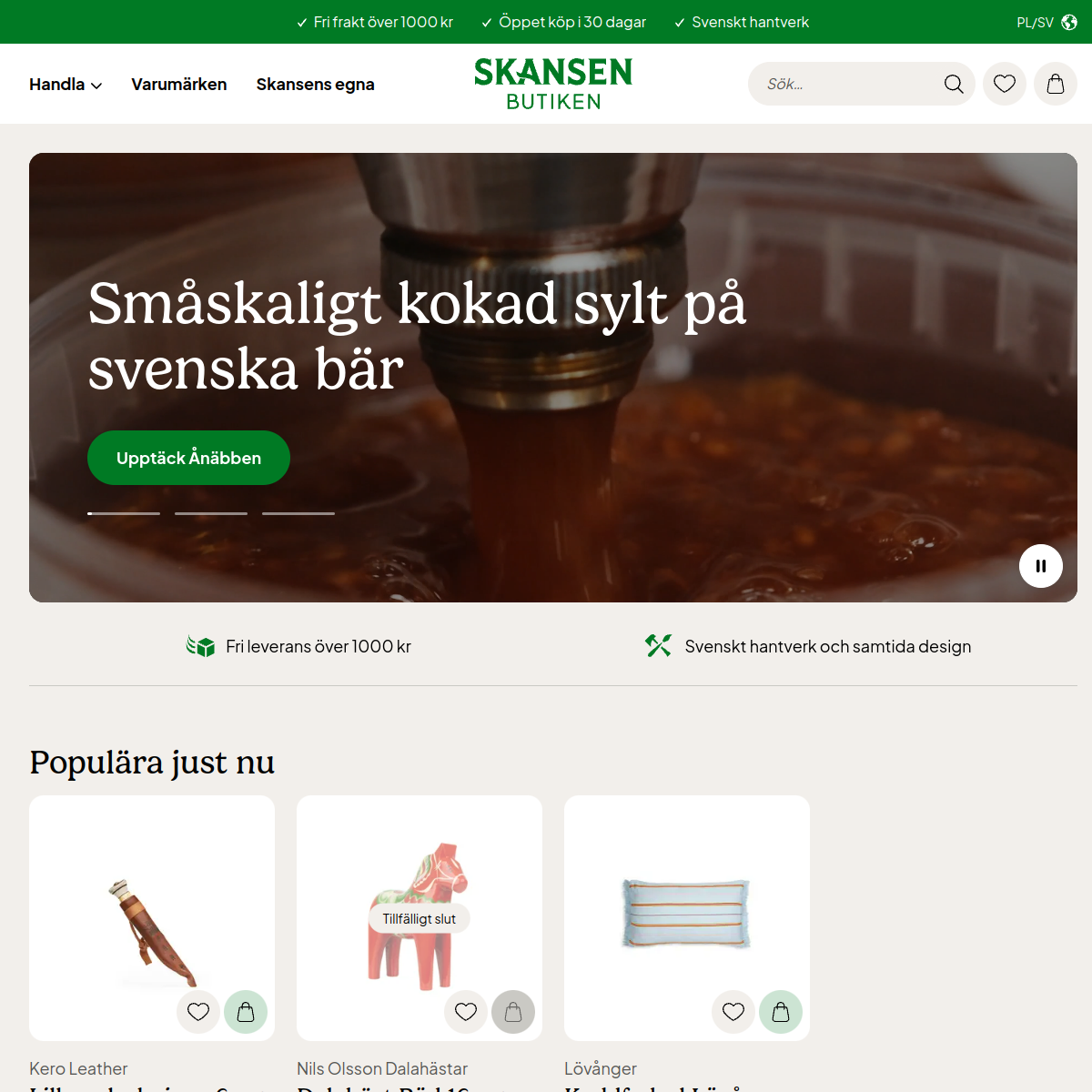 Skärmdump av startsidan