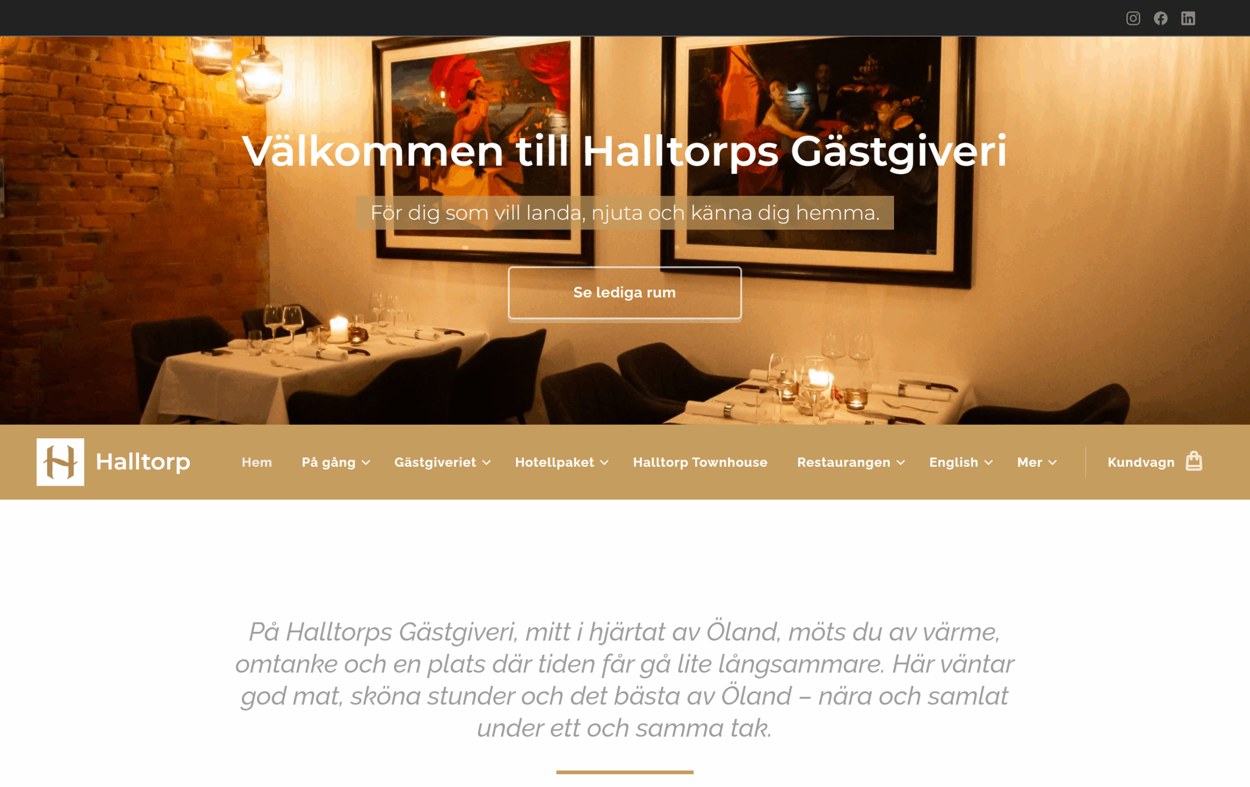 Skärmdump av startsidan