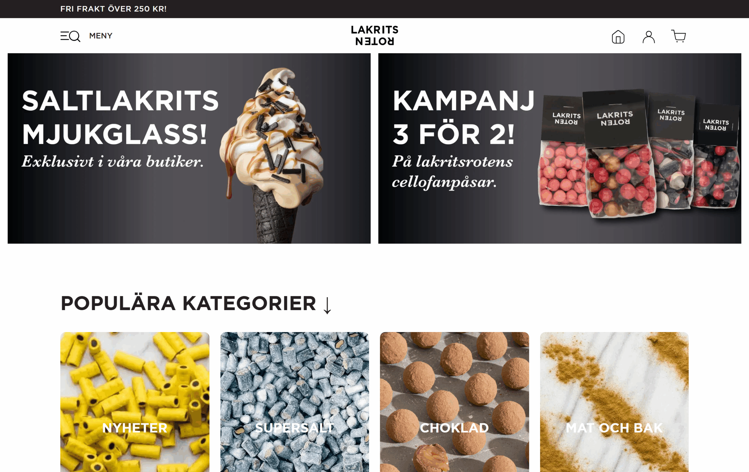 Skärmdump av startsidan