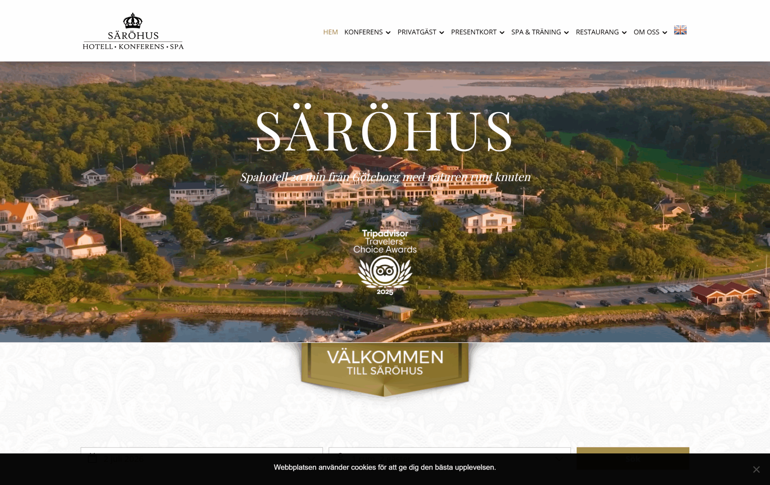 Skärmdump av startsidan